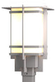 Tourou Outdoor Post Light, Coastal Burnished Steel Finish, Opal Glass