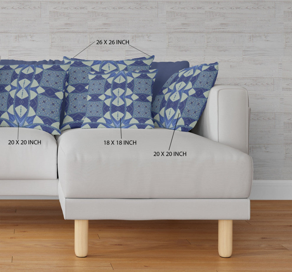 18" Dark Blue Cosmic Circle Boho Suede Throw Pillow