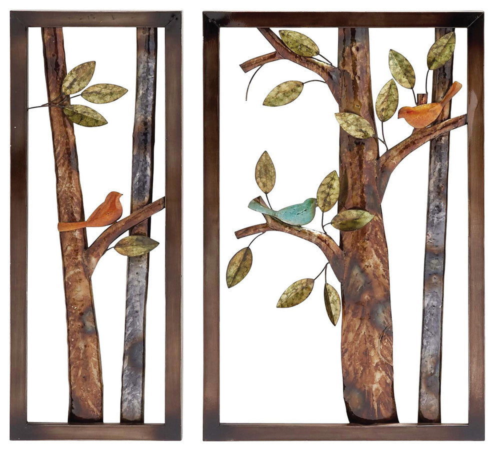 Urban Designs Morning Birds Botanical Handcrafted Metal Wall Decor, Set of 3