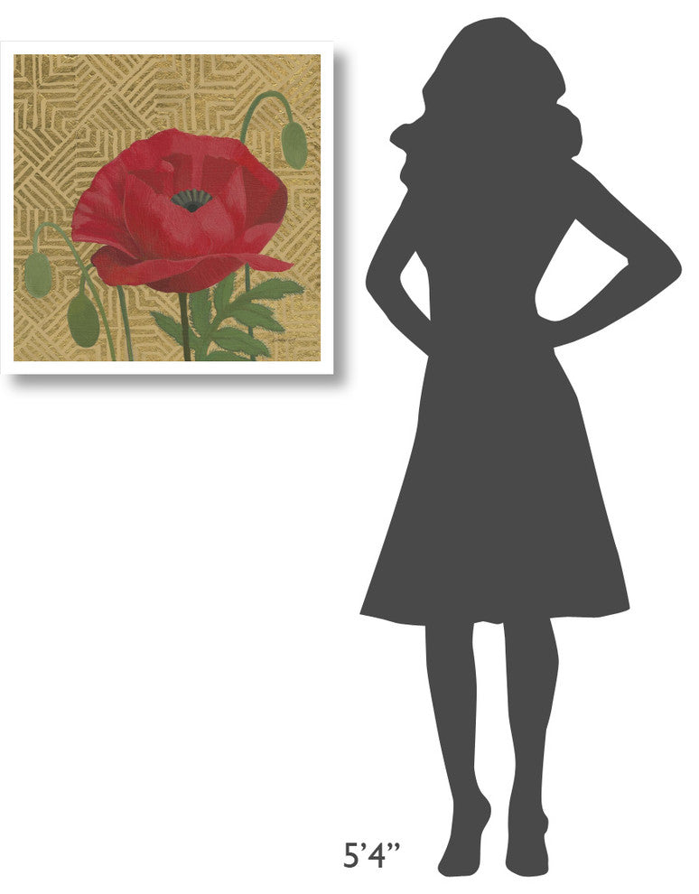 "Poppy with Pattern" Digital Paper Print by Kathrine Lovell, 26"x26"