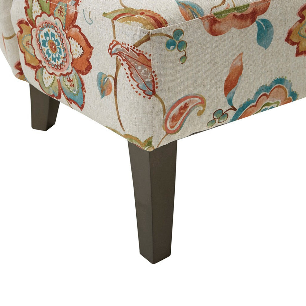 Madison Park Erika Hourglass Tufted Armless Chair, Multi, Floral