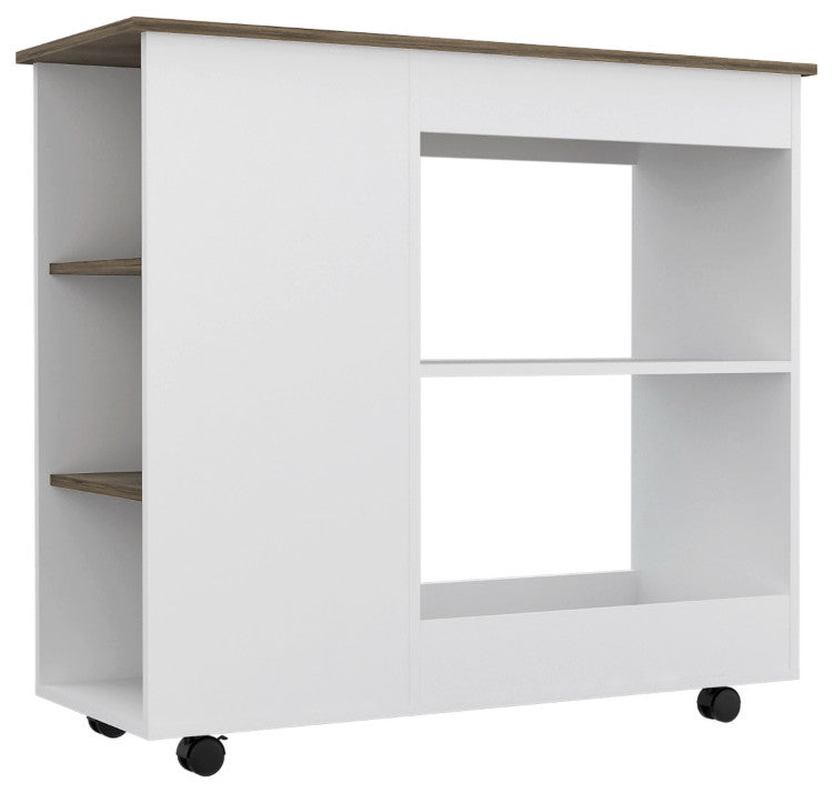Kitchen Cart Kamizaze, Kitchen, White / Dark Brown