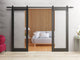 Double Barn Door 72 x 80, Lucia 2166 Matte Black Clear Glass, 13'