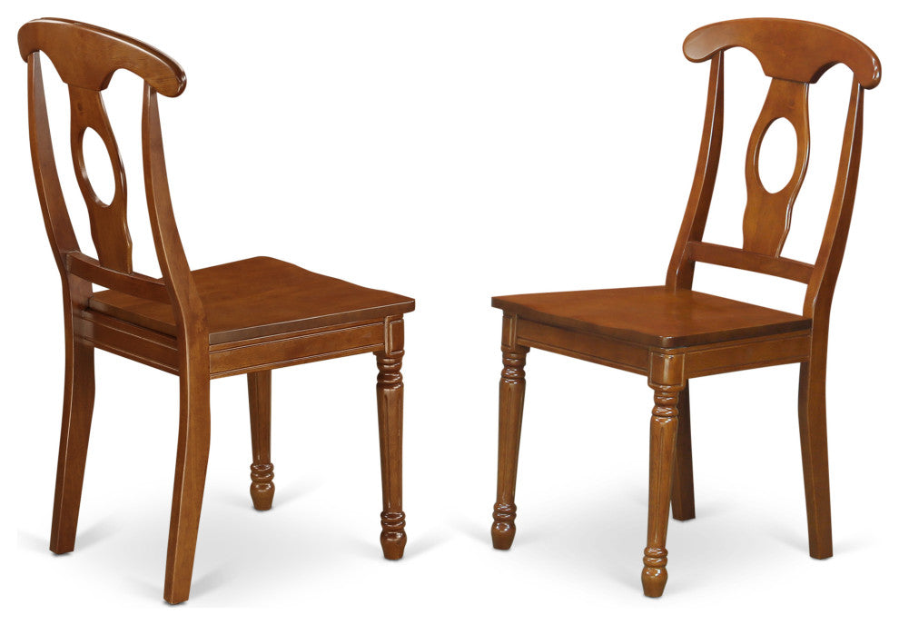 3 Pc Set Milan With Leaf And 2 Wood Dinette Chairs In Saddle Brown