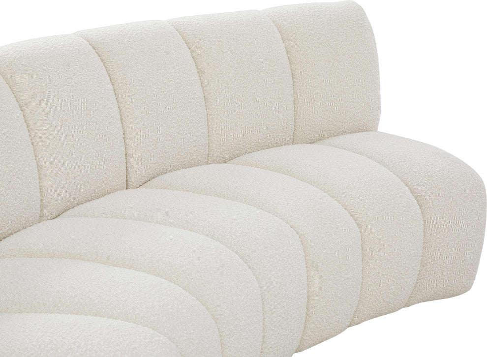 Infinity Black Boucle Fabric Upholstered Arc Shaped Modular Sectional, Cream, 3-Piece, Arc-Shaped
