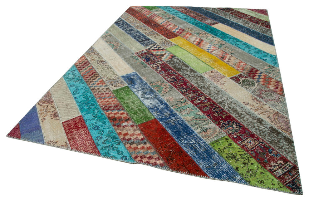 Rug N Carpet - Handmade Oriental 6' 8" x 10' 0" Boho Patchwork Area Rug