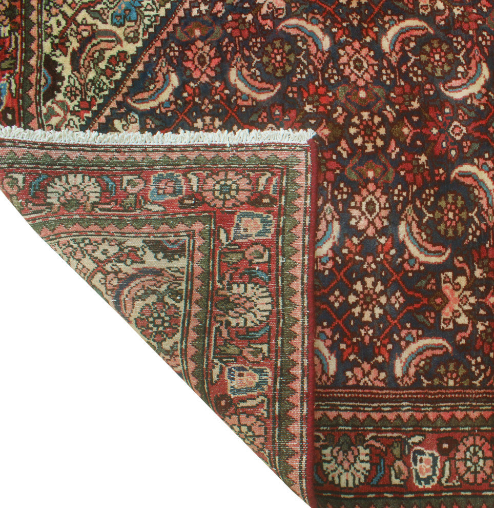 Fine Vintage Distressed Martha Navy/Red Runner, 3'6 x 9'6