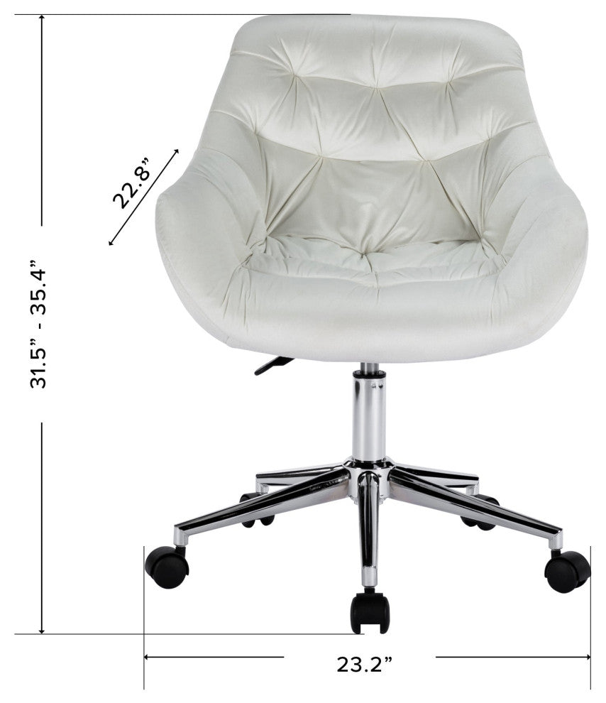 Ava Tufted Modern Chair with 360 Swivel Chair, White Velvet