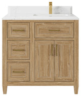 Santa Monica 36 Right Offset  Bath Vanity in Whitewashed Teak 1.5" Empira Quartz