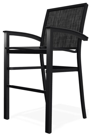 Bazza Sling Bar Height Stackable Outdoor Stool, Augustine Shadow/Black