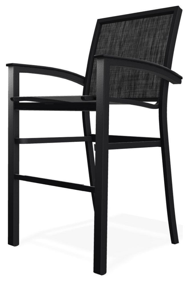 Bazza Sling Bar Height Stackable Outdoor Stool, Augustine Shadow/Black