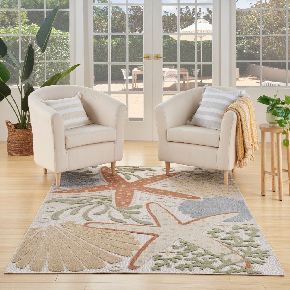 Nourison Aloha 6' x 9' Ivory Multicolor Outdoor Area Rug