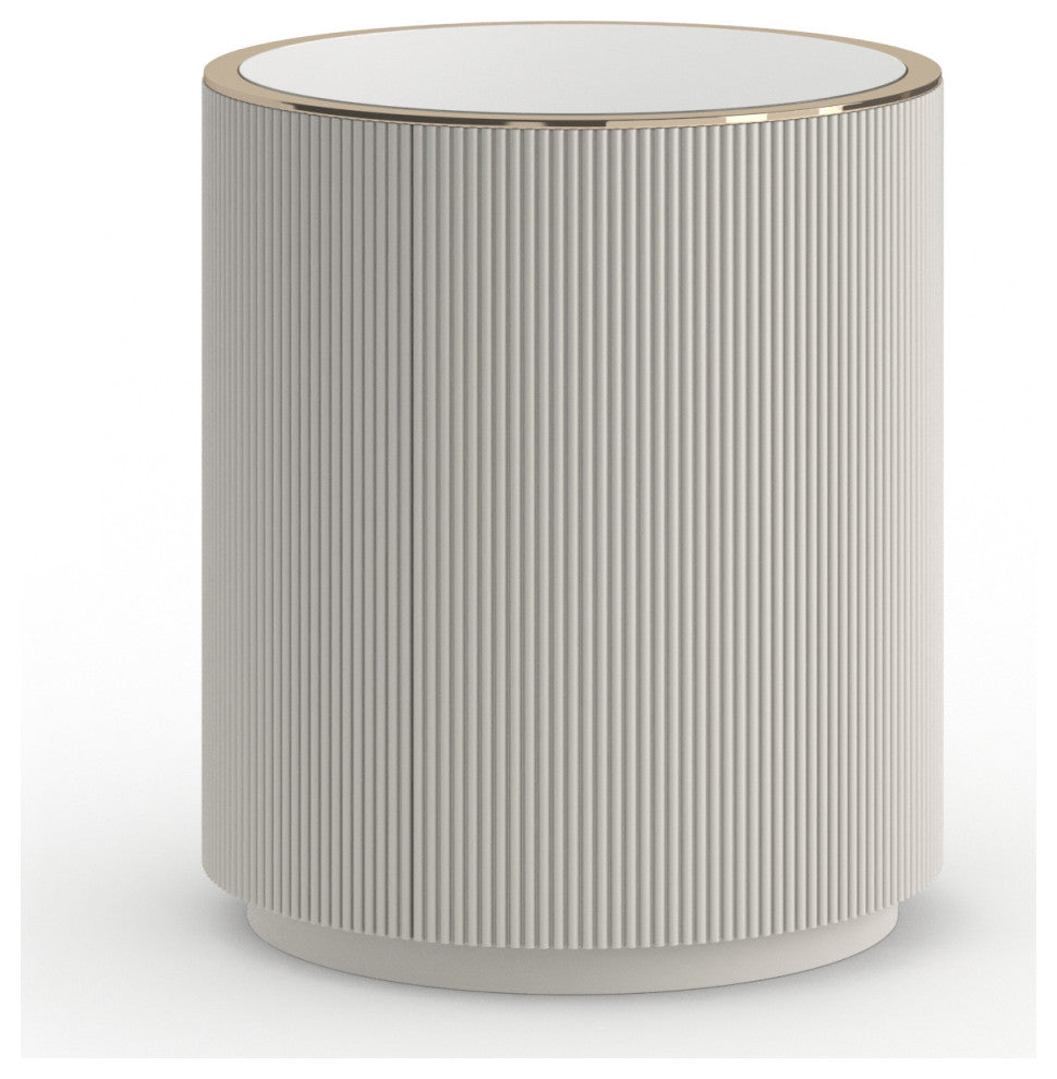 Love Round End Table Matte Pearl