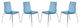 LeisureMod Ralph Dining Chair, Transparent Blue, Set of 4 Transparent Blue