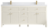 Sonoma 72" Double Sink Bath Vanity in Alabaster, 2" White Quartz