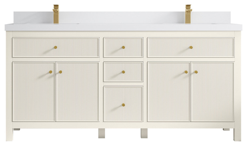 Sonoma 72" Double Sink Bath Vanity in Alabaster, 2" White Quartz