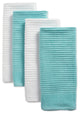 DII Assorted Aqua Ribbed Terry Dishtowel, Set of 4