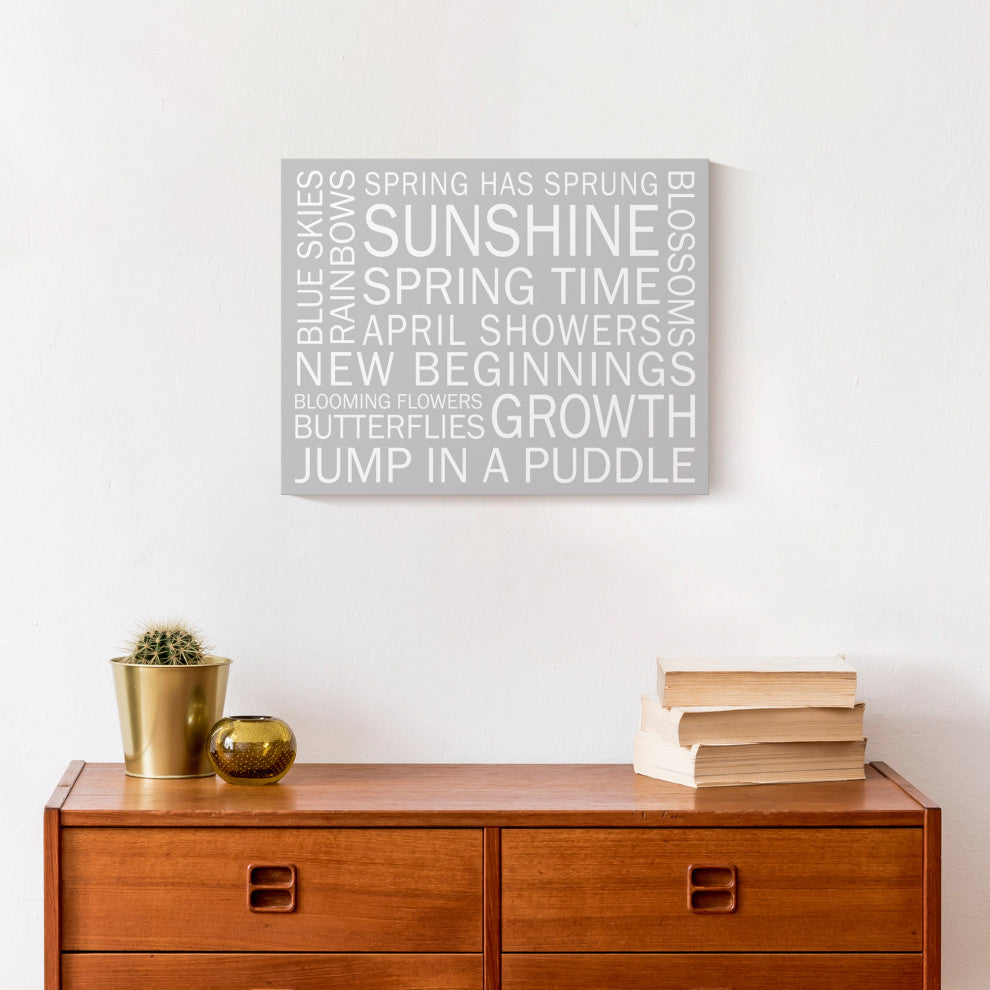 Gray Spring Sayings 14x11 Canvas Wall Art