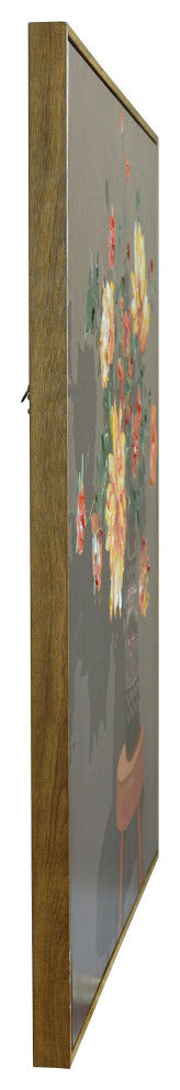 Still Life Bouquet Canvas Wall Art Hand Painted Accents Natural Wood Frame