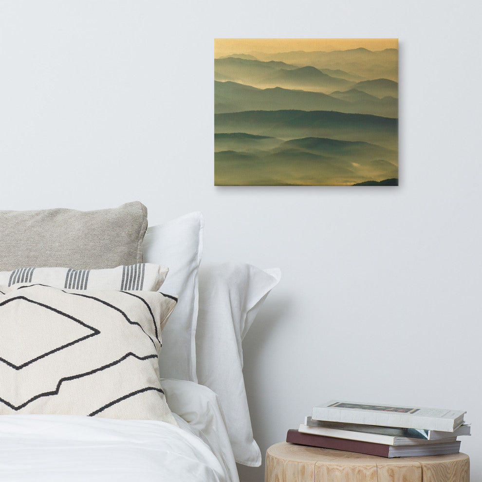 Foggy Mountain Layers at Sunset Landscape Photo Canvas Prints, 16" X 20"