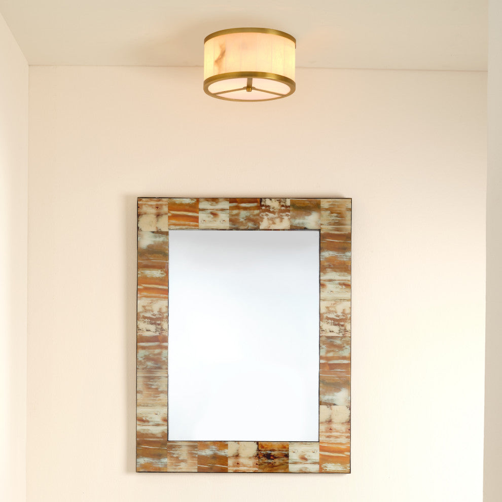 Medium Rectangular Mirror in Natural Faux Horn