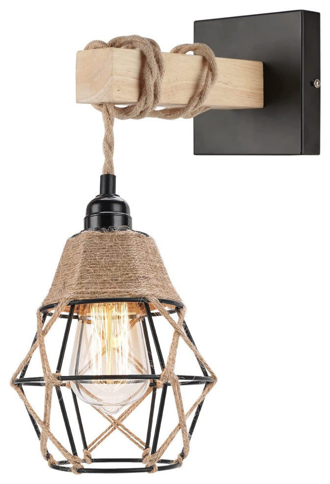 Farmhouse Wall Sconce Black Rust Cage Wall Light Fixture