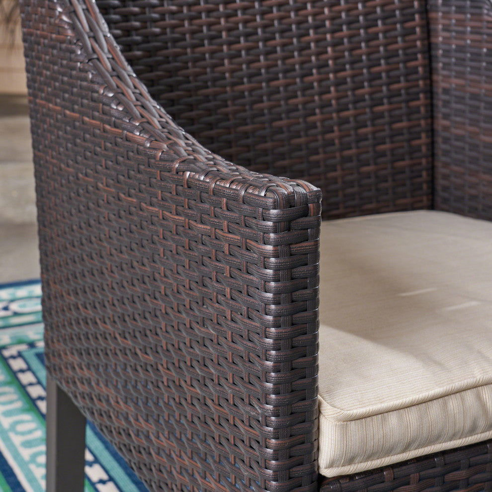 GDF Studio 3-Piece Dye Outdoor Teak Acacia Wood and Wicker Bistro Set