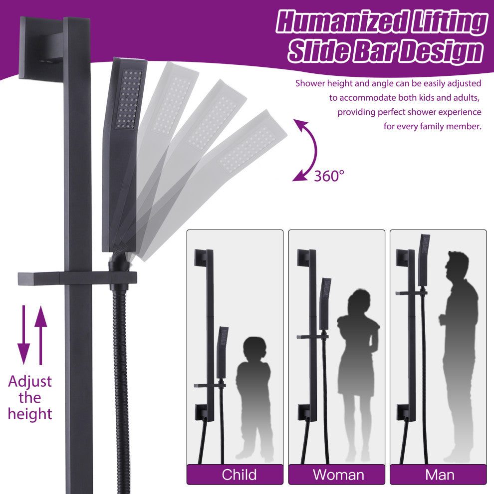 Shower System with Slide Bar & Handheld Shower, With Slide Bar