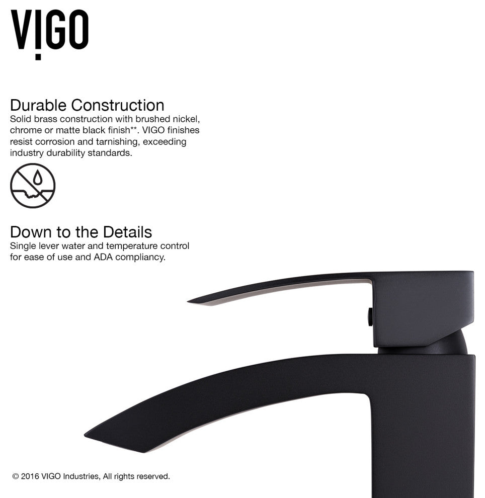 VIGO Satro 7" H Single Handle Single Hole Bathroom Faucet, Matte Black