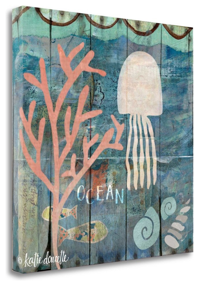 "Ocean Jellyfish" By Katie Doucette, Giclee Print on Gallery Wrap Canvas