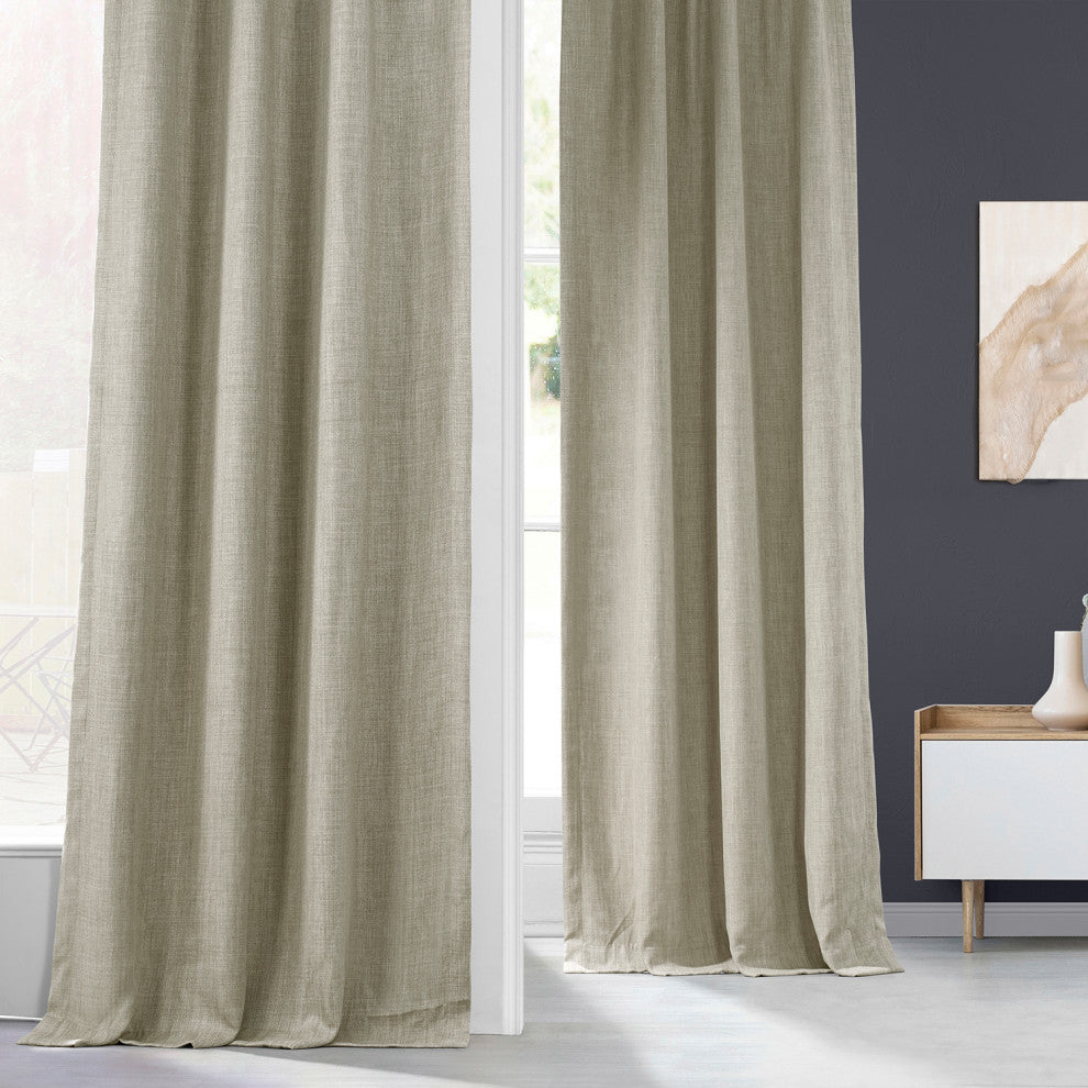 Faux Linen Darkening Curtain Single Panel, Oatmeal, 50"x96"