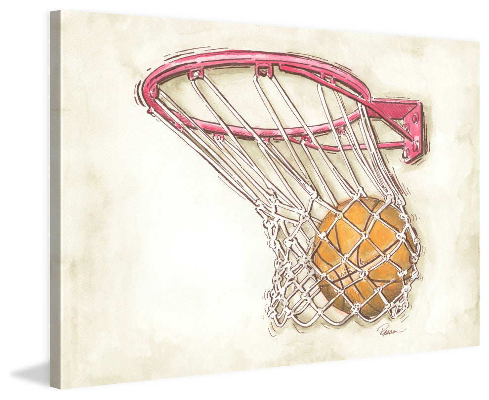 Marmont Hill, "Basketball Swish" by Reesa Qualia Print on Wrapped Canvas, 45x30