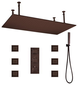 Martinique 20"X40" Large Oil Rubbed Bronze Solid Brass LED Rain Shower Head