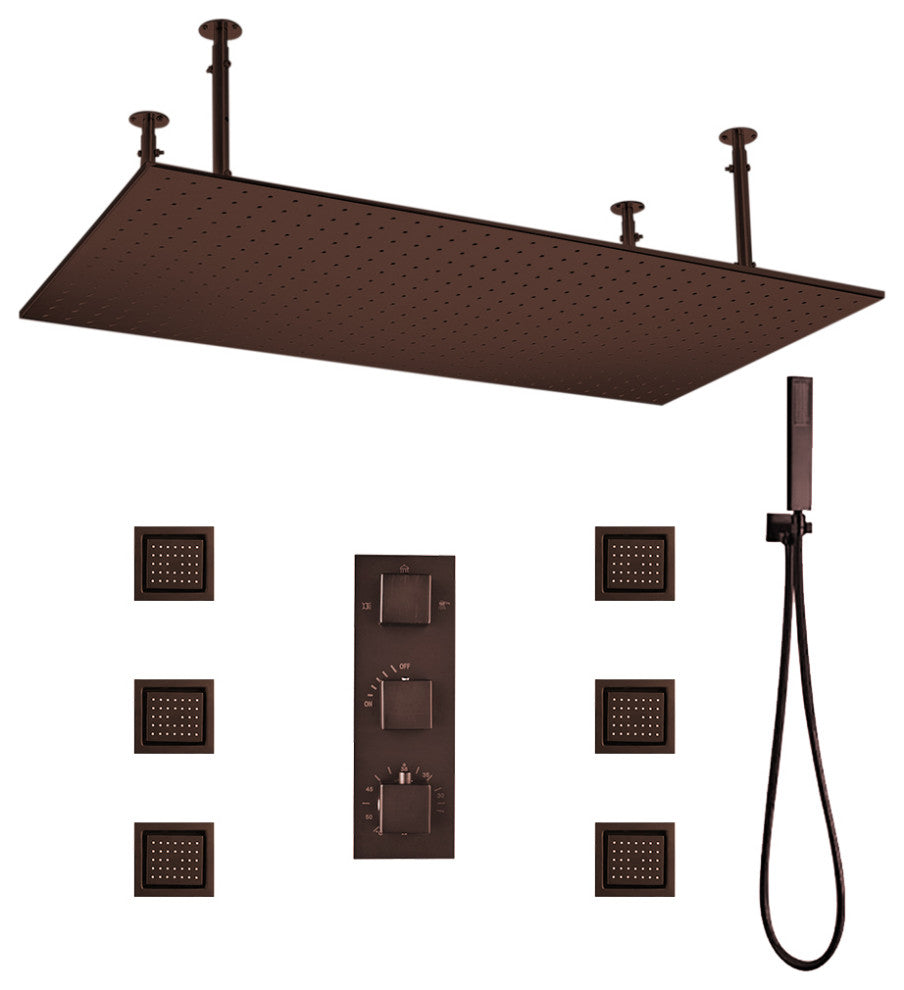 Martinique 20"X40" Large Oil Rubbed Bronze Solid Brass LED Rain Shower Head