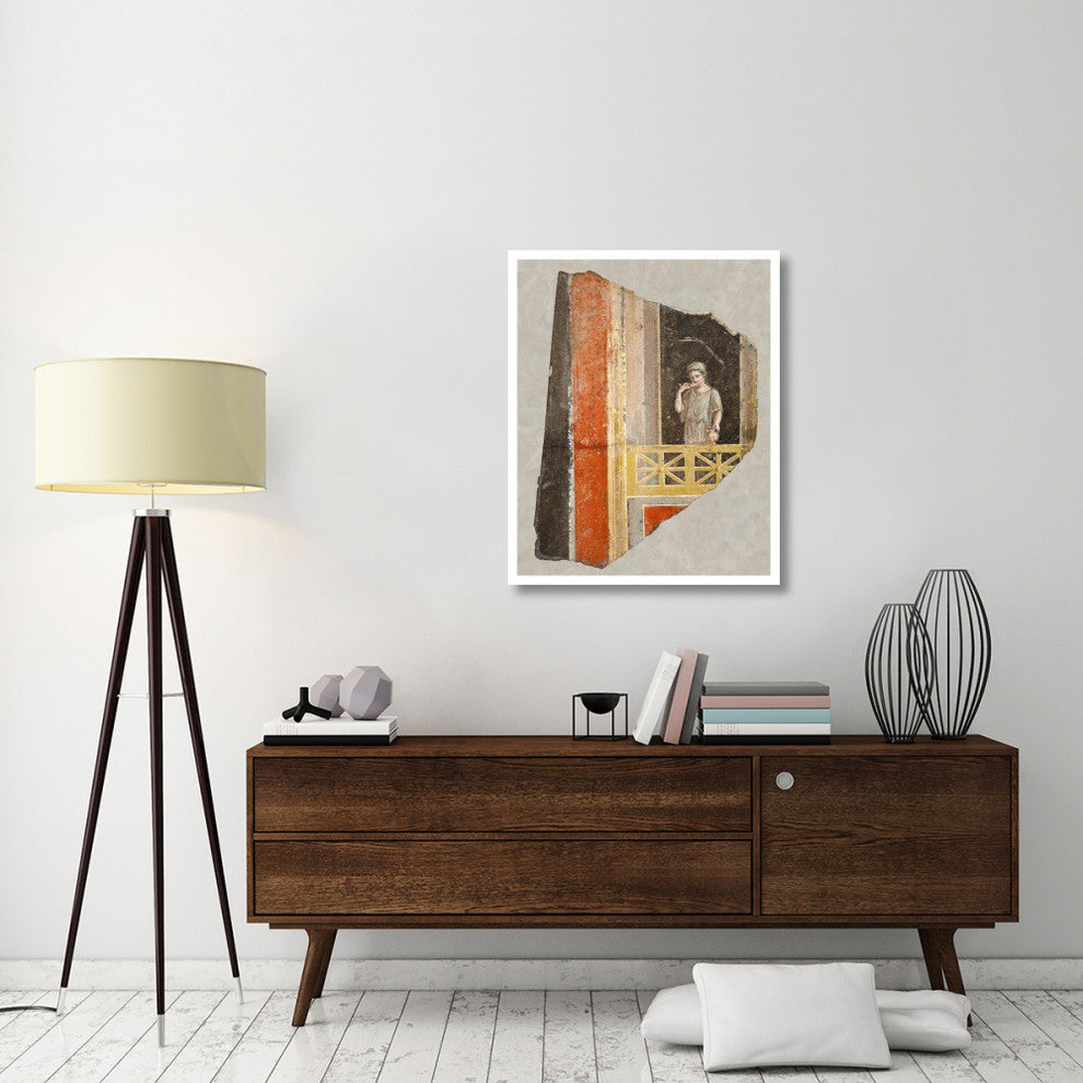 "Fresco Fragment:  Woman on a Balcony" Print 1st Century Roman Artisan, 30"x37"