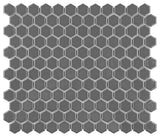Metro 1" Hex Glossy Grey Porcelain Floor and Wall Tile