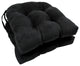 16" Solid Microsuede U-shaped Tufted Chair Cushions, Set of 2, Black