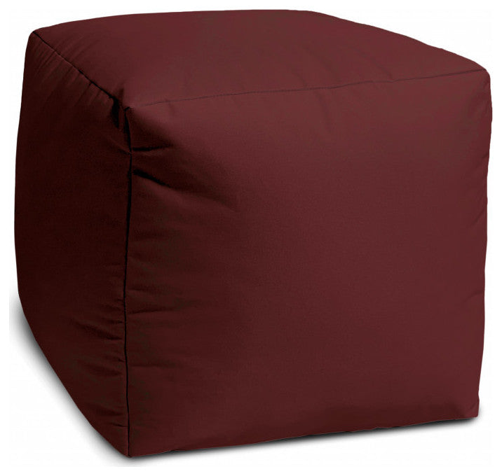17  Cool Deep Merlot Burgundy Solid Color Indoor Outdoor Pouf Ottoman