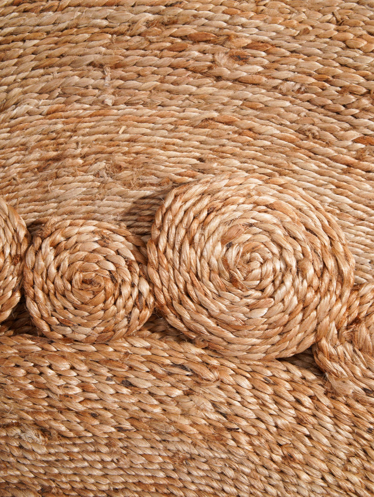 Hand Woven Jute Area Rug Oriental Beige J00001, [Round] 4'x4'
