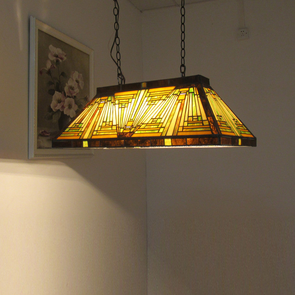 CHLOE-Lighting INNES Mission 3-Light Blackish Bronze Island Pendant 28" Wide