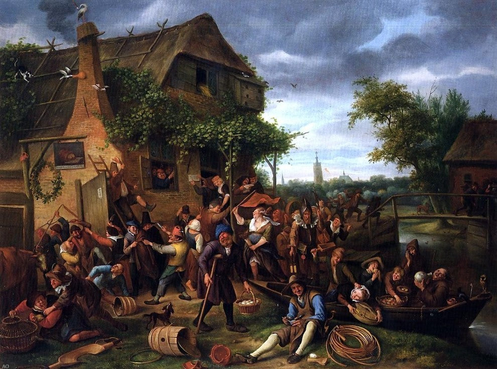 Jan Steen A Village Revel, 21"x28" Gallery Wrapped Canvas Print