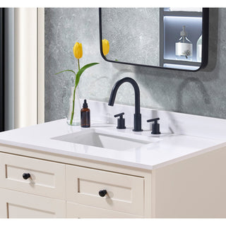 Andalo Engineered Stone Vanity Top, Snow White With White Sink, 37"
