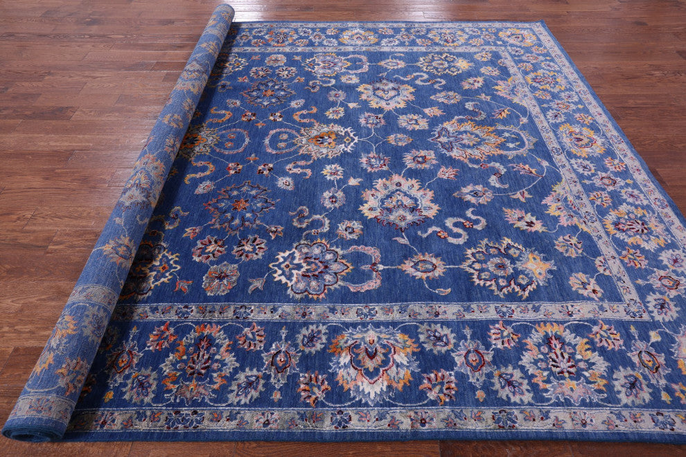 9' 1" X 11' 11" Wool and Silk Persian Hand Knotted Rug Q12089