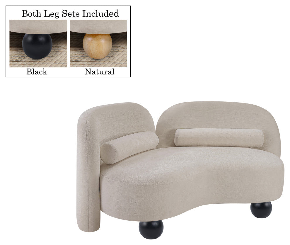 Daphne Upholstered Chair/Loveseat/Sofa, Beige, Chenille Fabric, Loveseat