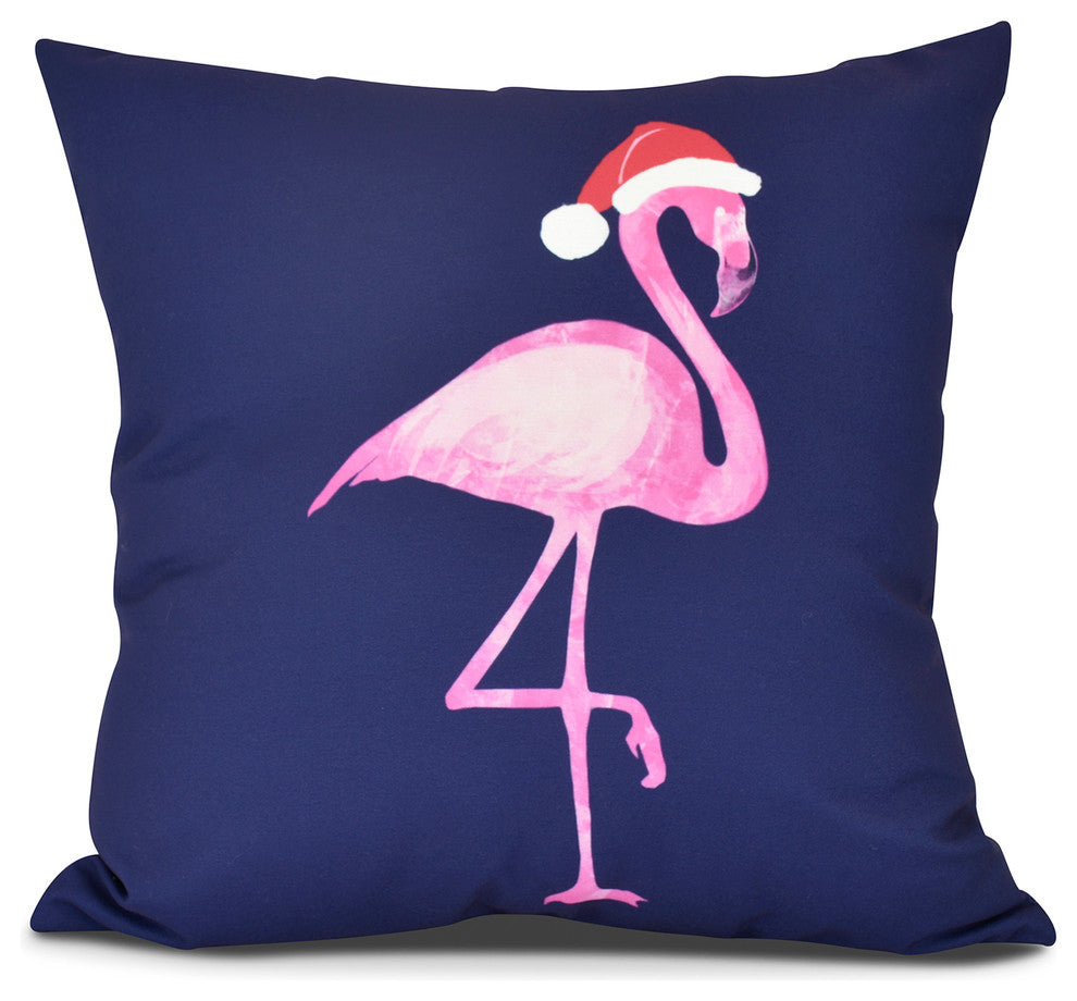Snow Bird, Animal Print Pillow, Navy Blue, 18" x 18"