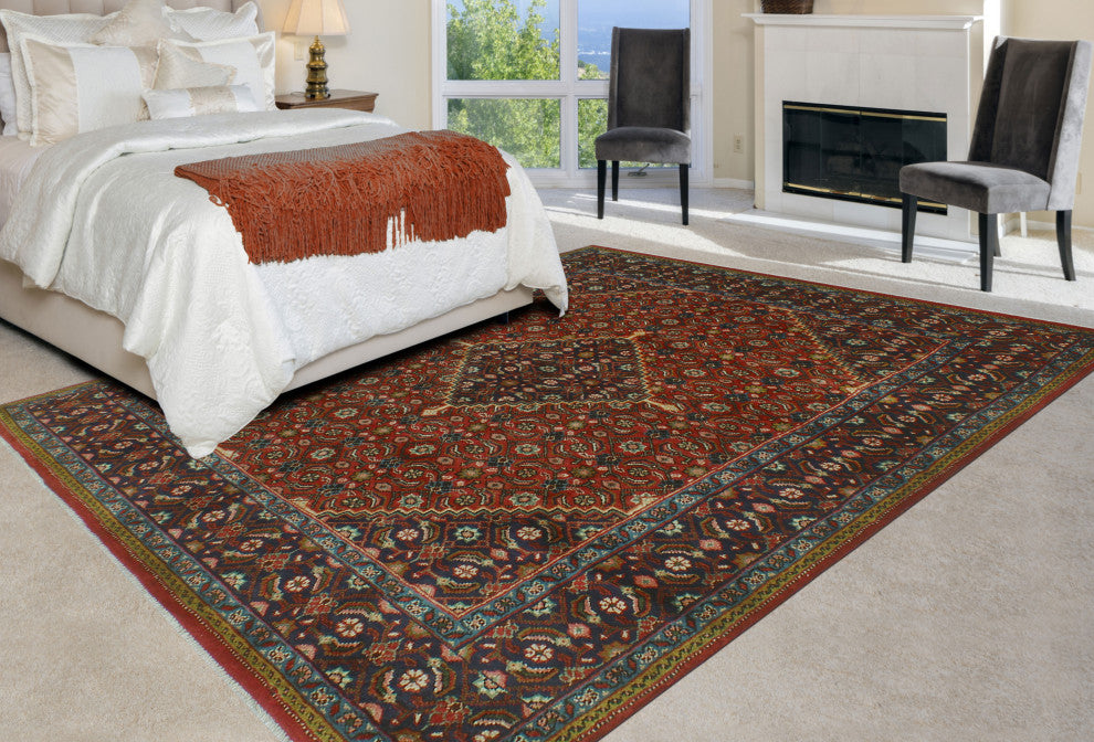 Fine Vintage Distressed Rehman Rust/Navy Rug, 6'6x9'9