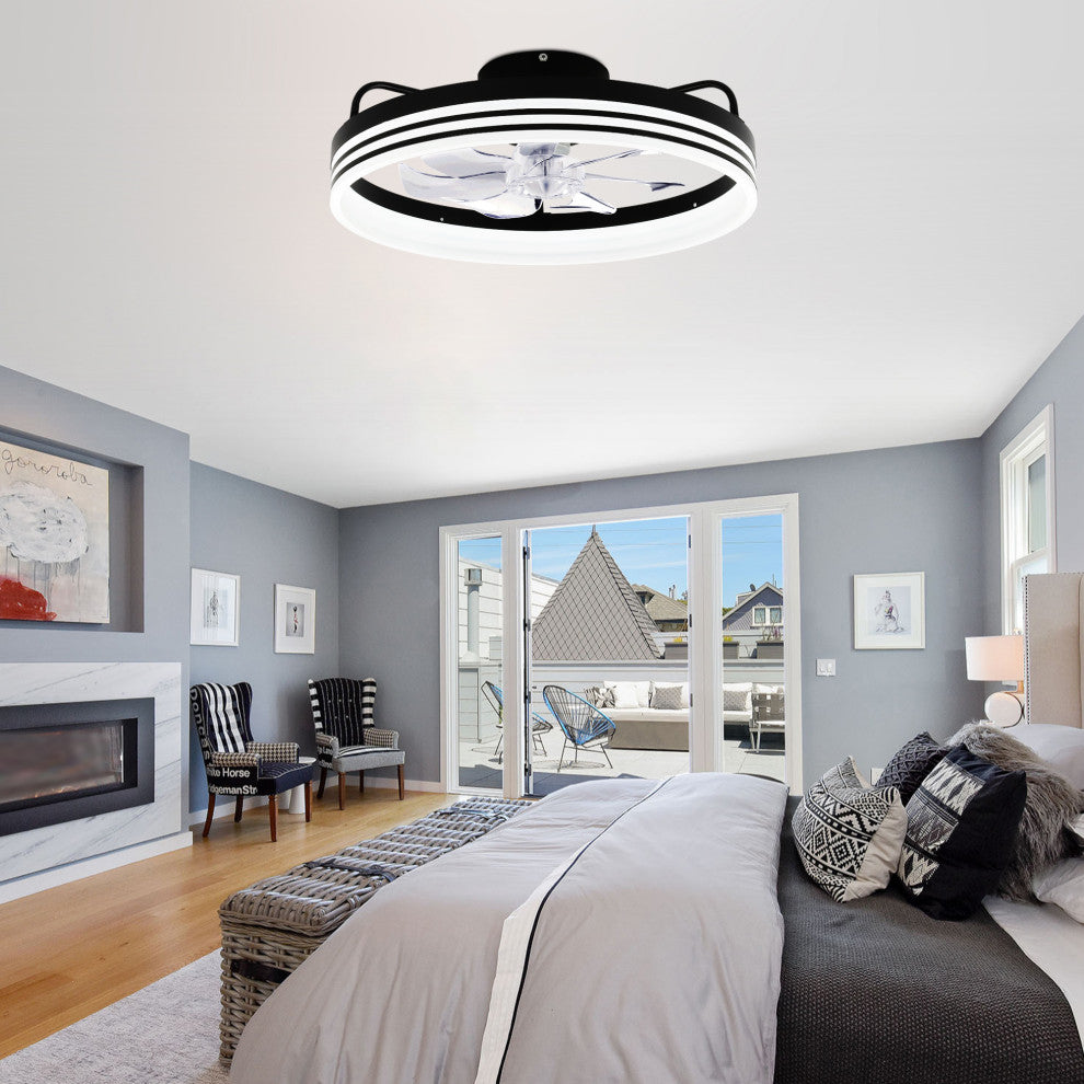 20" Low Profile Reversible Ceiling fan 6-Speed Dimmable Remote and APP Control, Black