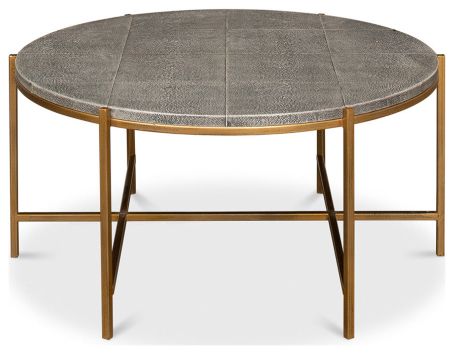 Mid Century Round Leather Cocktail Table