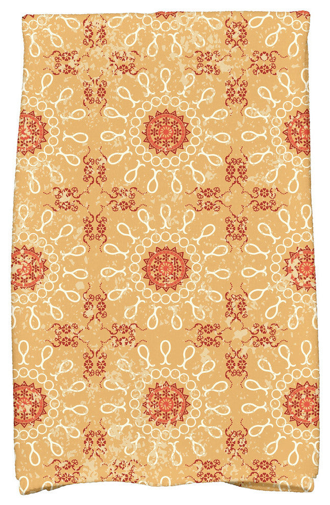 Sun Tile Geometric Print Hand Towel, Gold