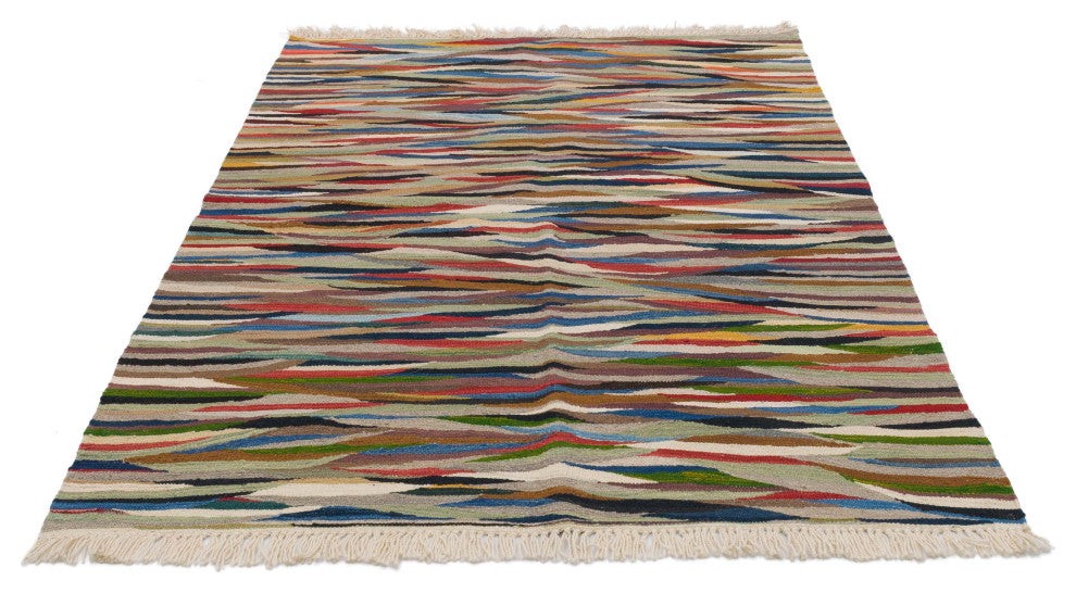 New Handwoven Turkish Kilim Rug 4' 3" x 5' 11", 51 in. x 71 in.